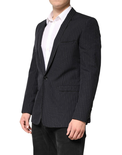 Dolce & Gabbana Men's Viscose Cotton Blazer - Black Striped