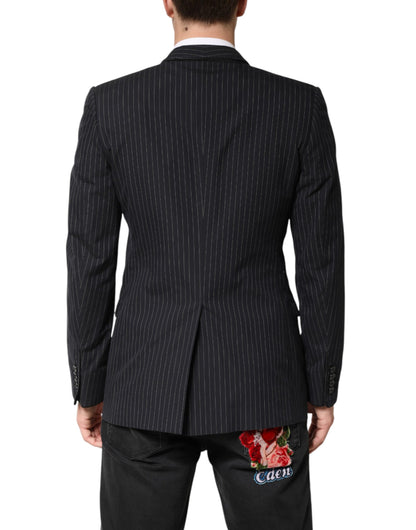 Dolce & Gabbana Men's Viscose Cotton Blazer - Black Striped