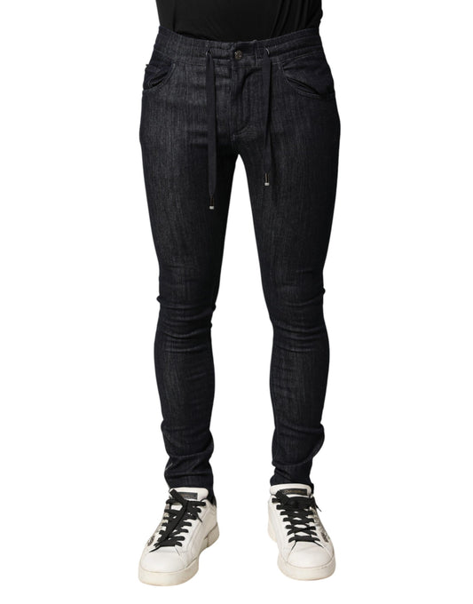 Dolce & Gabbana Men's Skinny Regular Fit Denim Cotton & Polyethylene Terephthalate Jeans - Black