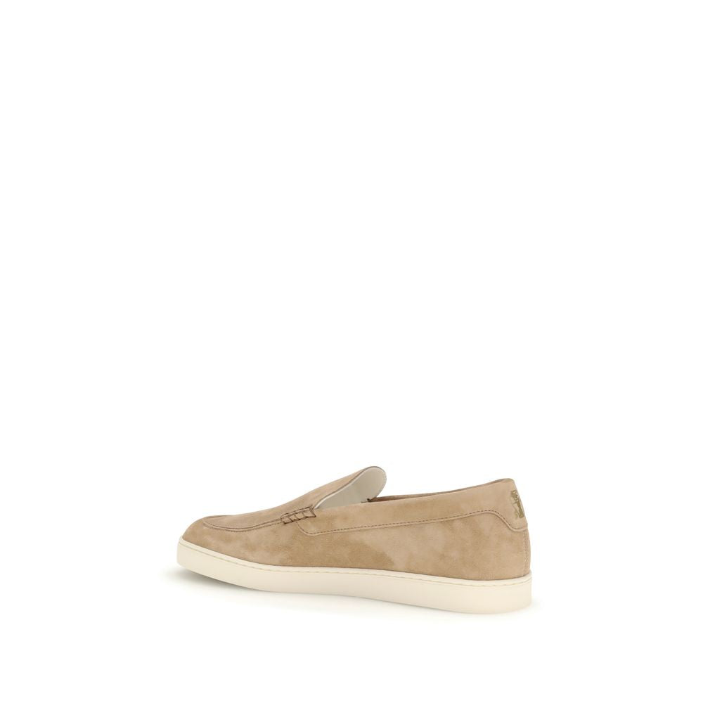 Flat Loafer Slip-On Shoes by Brunello Cucinelli for men in bos taurus calf suede leather beige features an dynamic silhouette from the Men's Bos Taurus Calf Suede Leather Flat Loafer Slip-On Shoes collection, defined by a dynamic and flat for a dynamic look.