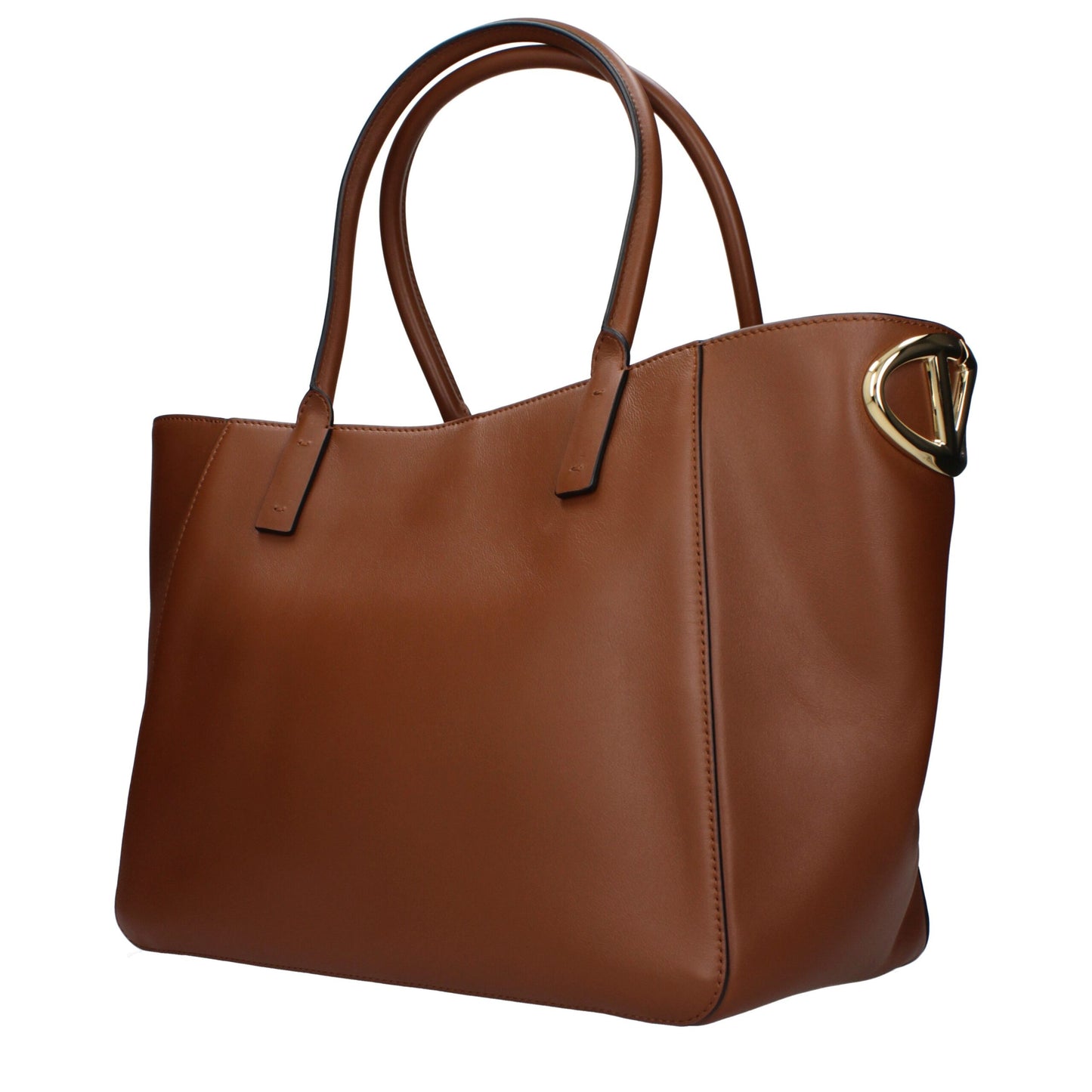 Handbag by Valentino Garavani for women in leather brown features an refined silhouette, showcasing a secure , ample , and versatile for a sophisticated refined aesthetic.