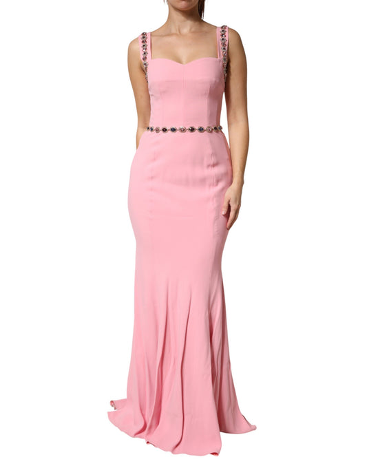 Dress by Dolce & Gabbana for women in silk viscose & acetate pink & red features a dramatic silhouette, showcasing an elegant and sleeveless that flows into a dramatic long.