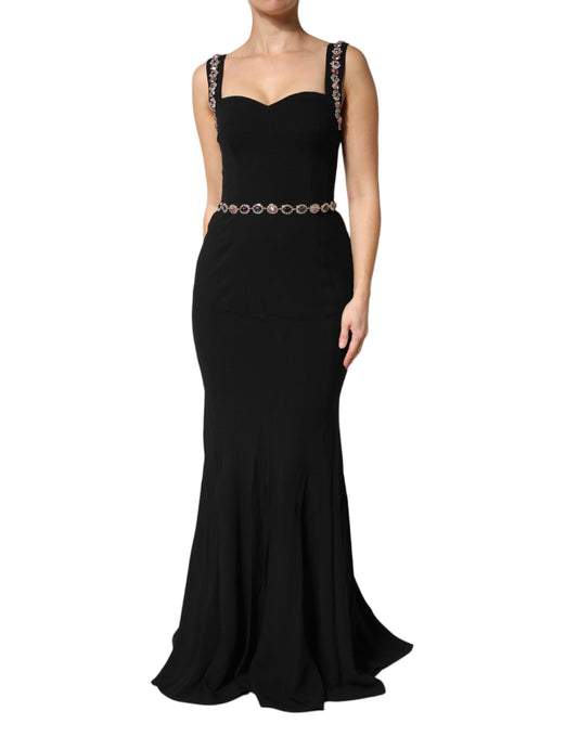 Dolce & Gabbana Women's Gown Mermaid Sheath Cocktail Sleeveless Silk Viscose & Acetate Long Dress - Black Red