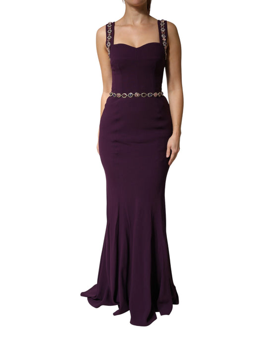 Dolce & Gabbana Women's Gown Mermaid Sheath Cocktail Sleeveless Silk Viscose & Acetate Long Dress - Red Violet