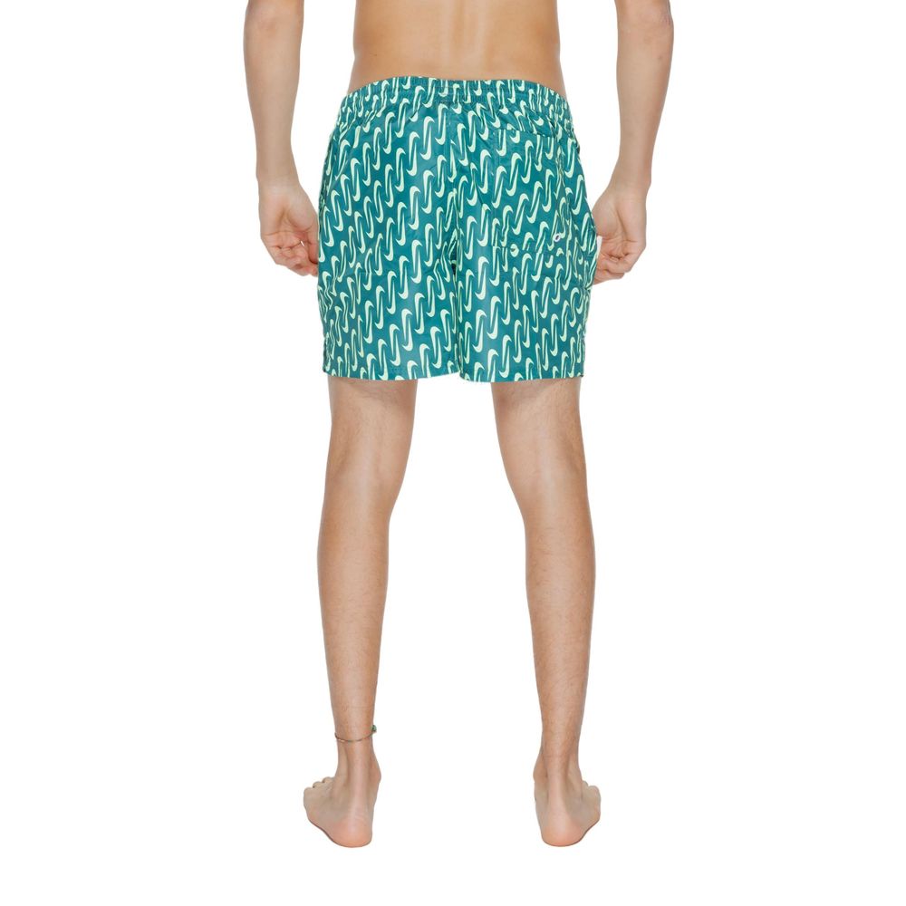 Swim Shorts by Nike for men in polyester green presents a beach chic silhouette from the Men's Quick-Drying Polyester Swim Shorts collection, showcasing a beach chic cut for a refined poolside look.