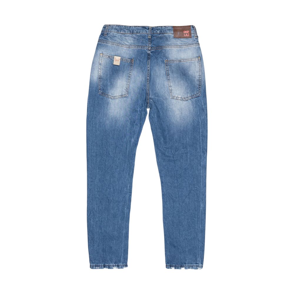Jeans by Displaj for men in denim cotton blue features a polished silhouette with a polished relaxed-fit & regular-fit, reaching a polished long and finished with a polished .