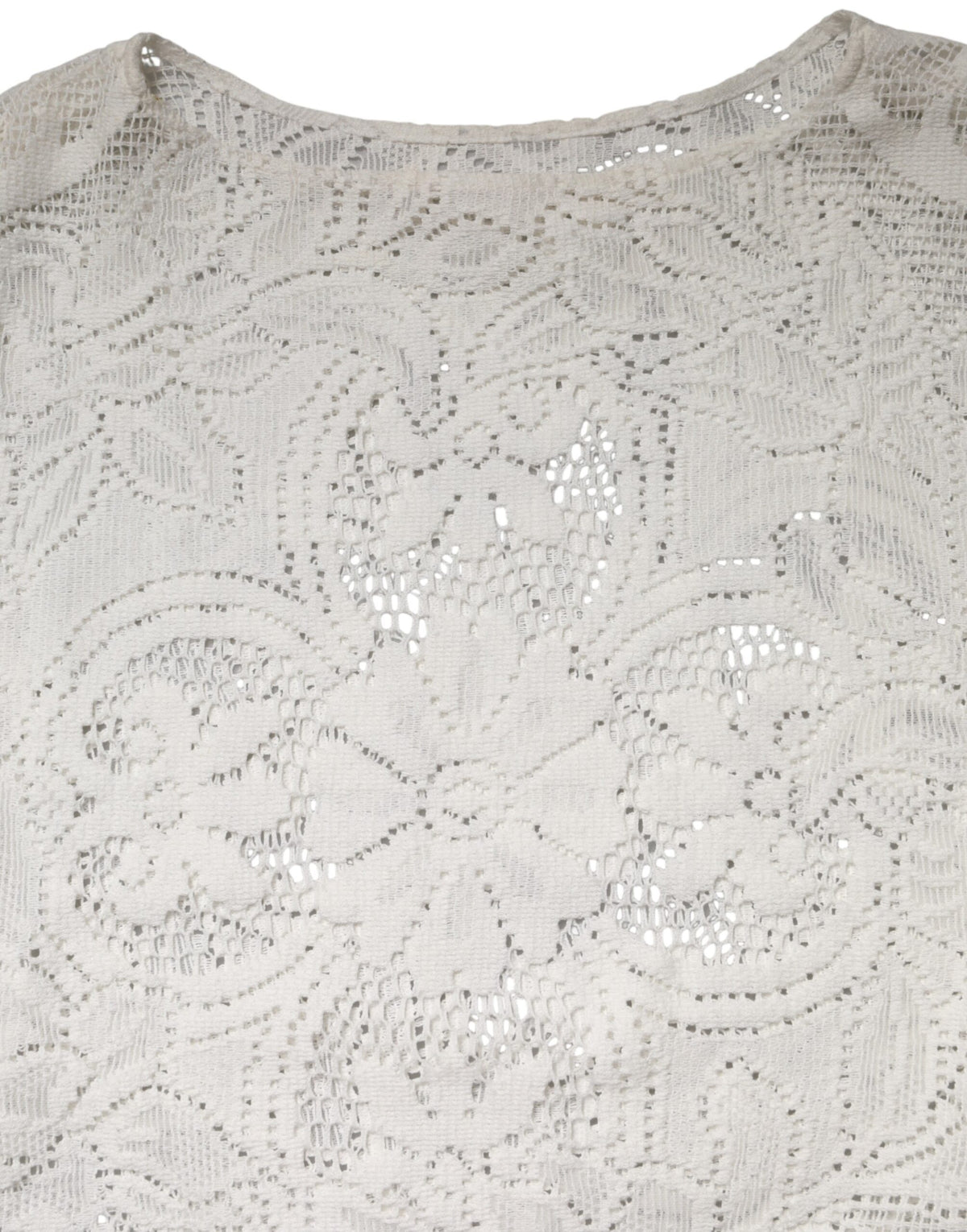 Dolce & Gabbana Women's Short-Sleeve Cotton Lace & Polyamide Blouse - White Patterned Signature