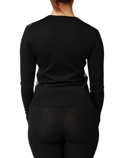 Dolce & Gabbana Black Sheer Button Down Cardigan Sweater