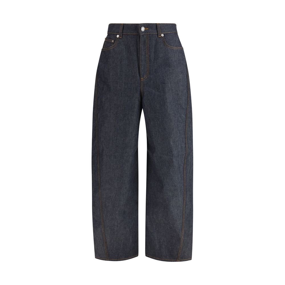 Casual Pants by Givenchy for women in cotton denim blue & signature features an sartorial regular-fit and long with a cut for a sartorial finish.