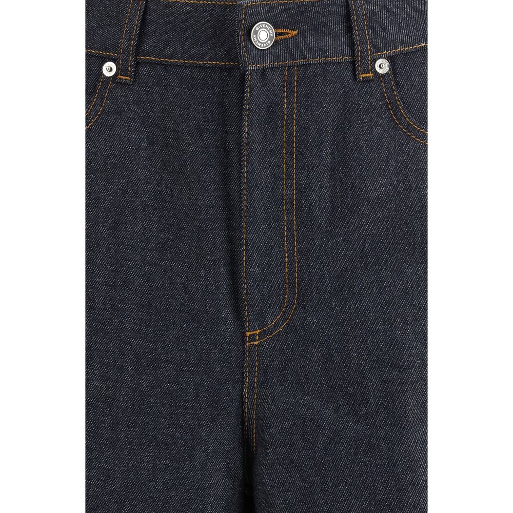 Casual Pants by Givenchy for women in cotton denim blue & signature features a polished silhouette with a polished regular-fit, reaching a polished long and finished with a polished .