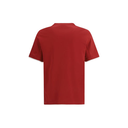 T-Shirt by Brunello Cucinelli for men in cotton red & patterned features an on trend silhouette, perfectly showcasing a on trend and for an elevated aesthetic.