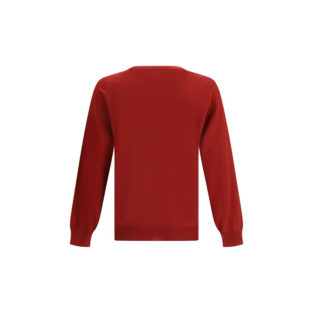 Sweatshirt by Brunello Cucinelli for men in cashmere virgin wool red presents a smart casual silhouette, featuring a smart casual crew neckline and for a sophisticated look.