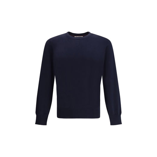 Sweatshirt by Brunello Cucinelli for men in cotton blue & natural showcases a slouchy chic silhouette, artfully detailed with a slouchy chic round neckline and for a slouchy chic finish.