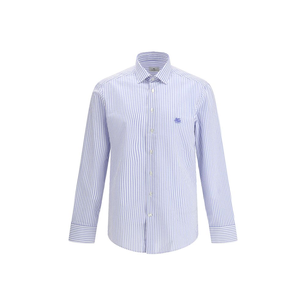 Dress Shirt by Etro for men in cotton multicolor, signature & striped showcases a sharp silhouette, elegantly detailed with a sharp and sharp .