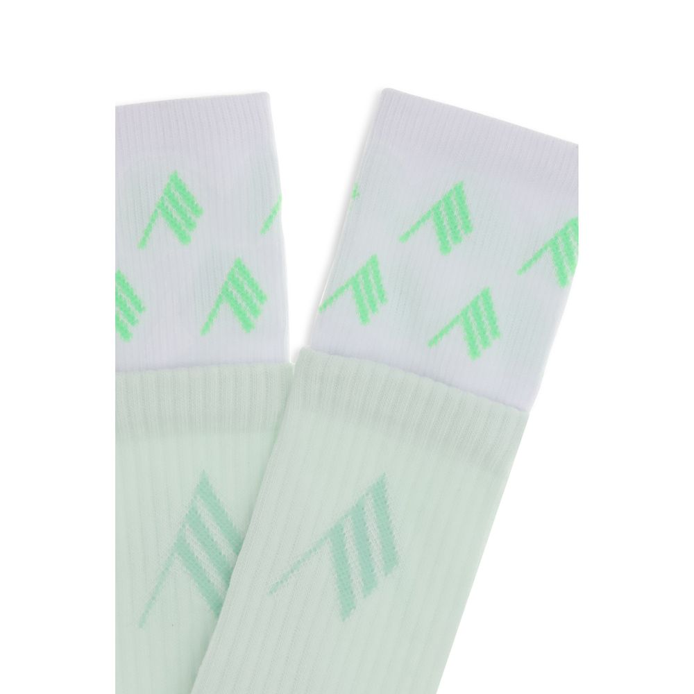 These Socks by The Attico for women in cotton green & patterned present a utilitarian silhouette from the Women's Cotton Socks collection, offering a utilitarian fit and refined aesthetic.