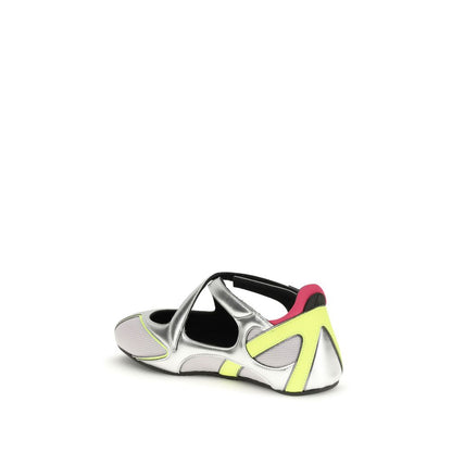 Ballet Flat Shoes by The Attico for women in tu polyester & polyurethane silver features an captivating silhouette, showcasing the captivating style of the Women's TU Polyester & Polyurethane Ballet Flat Shoes with its distinct and refined round toe style.