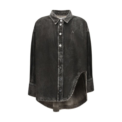 Shirt by The Attico for women in denim cotton black showcases a sharp silhouette, elegantly detailed with a sharp and sharp long-sleeve.