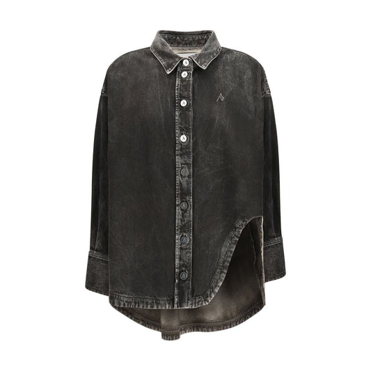 Shirt by The Attico for women in denim cotton black showcases a sharp silhouette, elegantly detailed with a sharp and sharp long-sleeve.