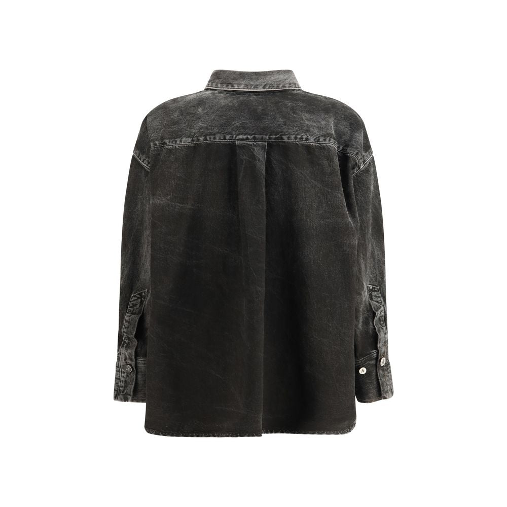 Shirt by The Attico for women in denim cotton black features an architectural silhouette with a refined and elegant for a architectural look.