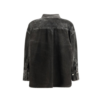 Shirt by The Attico for women in denim cotton black features an architectural silhouette with a refined and elegant for a architectural look.
