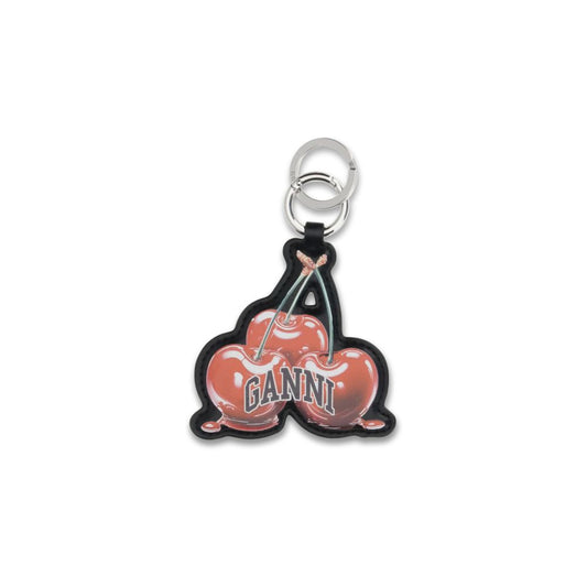 Keychain by Ganni for women in polyester polyurethane leather and cherry & red showcases a artisanal design, artfully incorporating , , and for a artisanal finish.