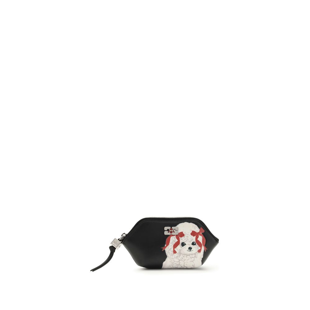 Wallet by Ganni for women in polyester polyurethane leather black & signature showcases a enchanting silhouette, artfully detailed with the signature style of the Bou Poodle Polyester Polyurethane Leather Wallet and functional eco-friendly zip-around coin-purse.