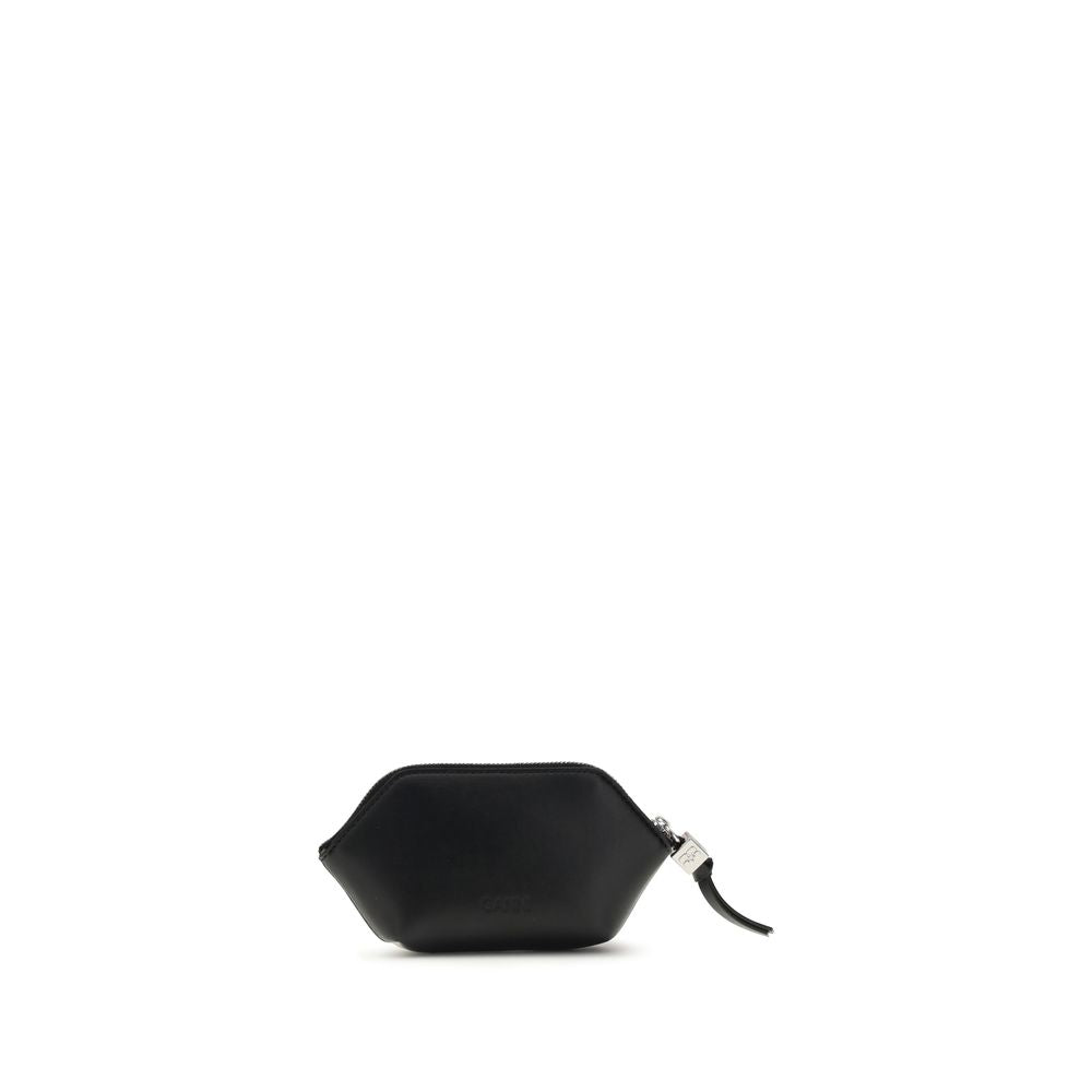 Wallet by Ganni for women in polyester polyurethane leather black & signature presents a architectural silhouette from the Bou Poodle Polyester Polyurethane Leather Wallet collection, showcasing architectural eco-friendly zip-around coin-purse for a architectural finish.