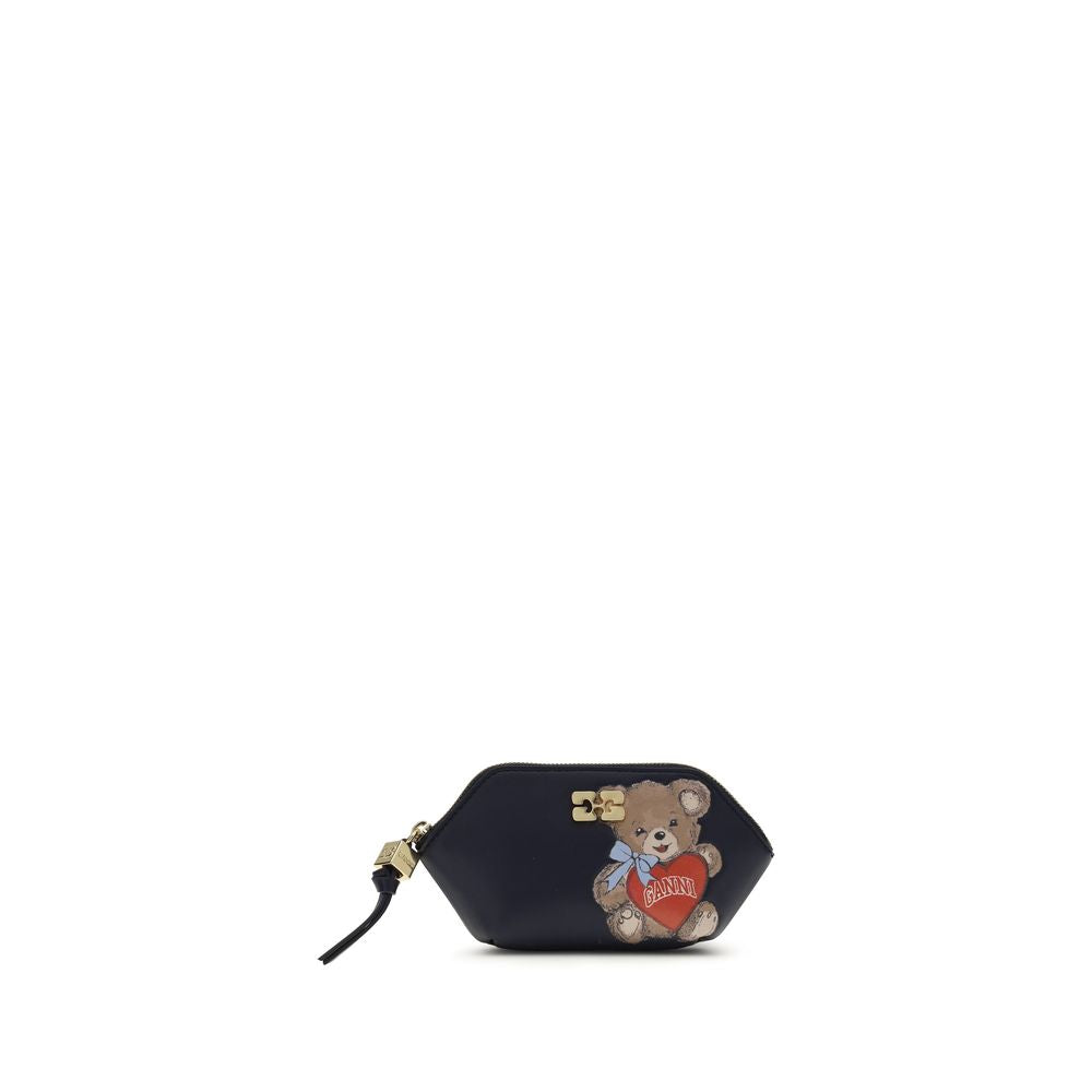 Wallet by Ganni for women in polyester polyurethane leather black & signature presents a refined silhouette, artfully capturing the essence of the Bear Bou Polyester Polyurethane Leather Wallet design with sophisticated compact-design coin-purse for a refined look.