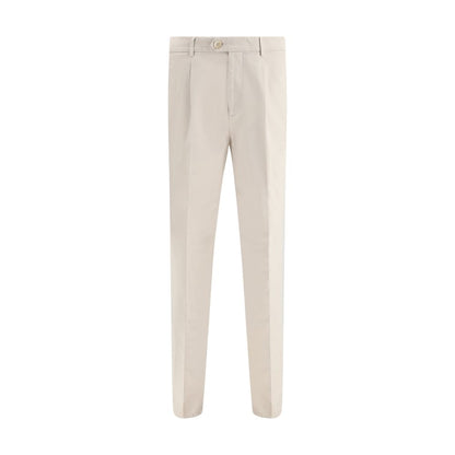Trousers by Brunello Cucinelli for men in cotton cream features an on trend silhouette, showcasing a sophisticated with a long and for an on trend finish.