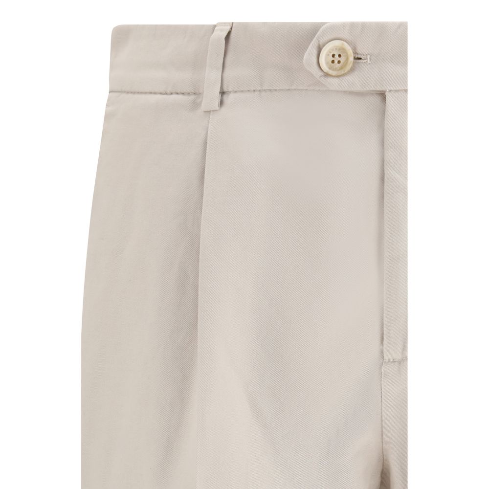 Trousers by Brunello Cucinelli for men in cotton cream features a artisanal silhouette, showcasing a sophisticated with a long and for a artisanal finish.