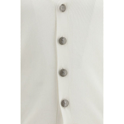Cardigan by Brunello Cucinelli for men in cotton white & signature showcases a luxurious silhouette, meticulously detailed with a sophisticated and for a refined finish.