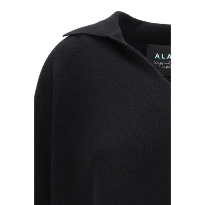 Sweater by Alanui for women in silk cashmere & polyester black & natural showcases a discreet silhouette, finished with a discreet and for a discreet look.