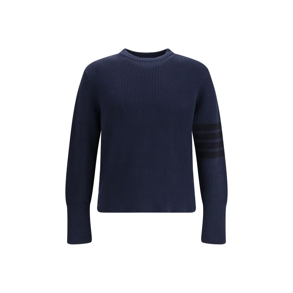 Sweatshirt by Thom Browne for men in cotton blue, signature & striped features an exquisite silhouette, showcasing and round neckline details for a exquisite look.
