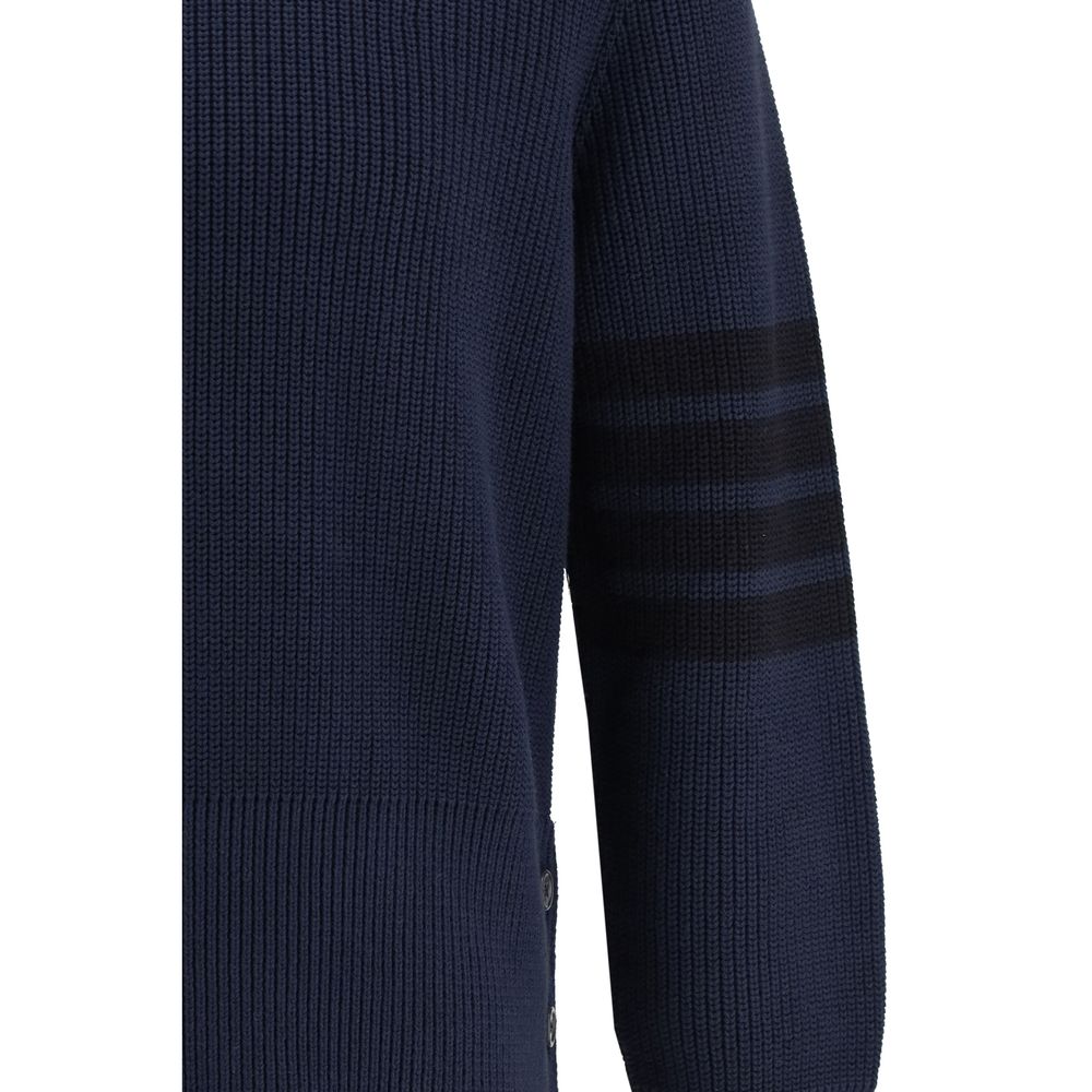 Sweatshirt by Thom Browne for men in cotton blue, signature & striped features an magnificent silhouette, showcasing a sophisticated round neckline and detail for a truly magnificent finish.