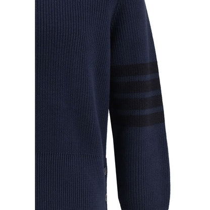Sweatshirt by Thom Browne for men in cotton blue, signature & striped features an magnificent silhouette, showcasing a sophisticated round neckline and detail for a truly magnificent finish.