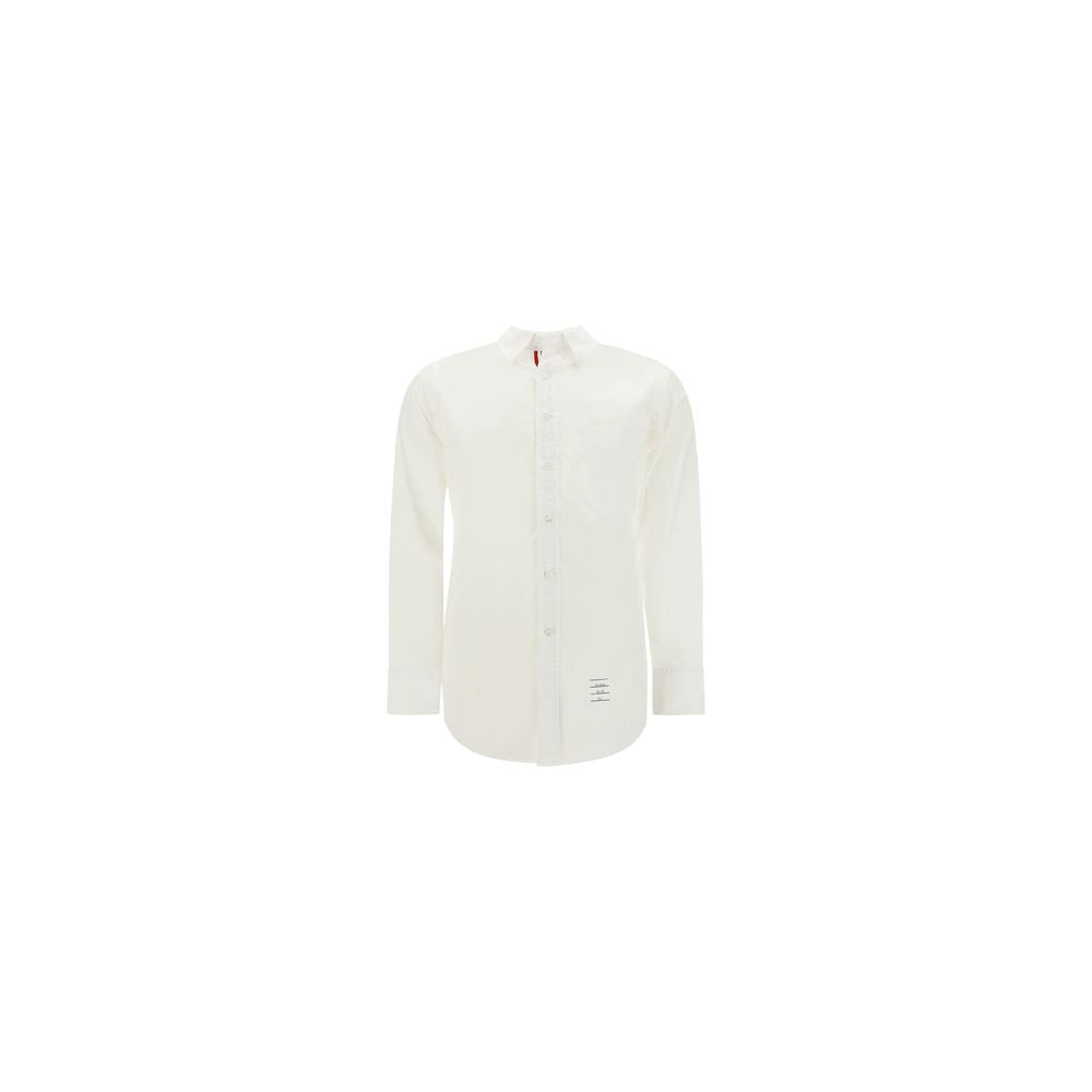 Dress Shirt by Thom Browne for men in cotton white & signature features an architectural silhouette with a refined and elegant for a architectural look.