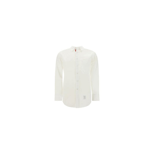 Dress Shirt by Thom Browne for men in cotton white & signature features an architectural silhouette with a refined and elegant for a architectural look.