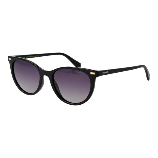 Sunglasses by Polaroid for women in polyamide black features a sumptuous silhouette, showcasing a sumptuous full-rim cat-eye frame design in black coloured frame with high-performance polarized gradient category-3-dark-tint lens.