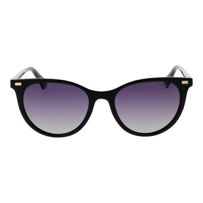 Sunglasses by Polaroid for women in polyamide and black presents a sumptuous silhouette, featuring black coloured frame and full-rim cat-eye frame design with polarized gradient category-3-dark-tint lens for a sumptuous look.
