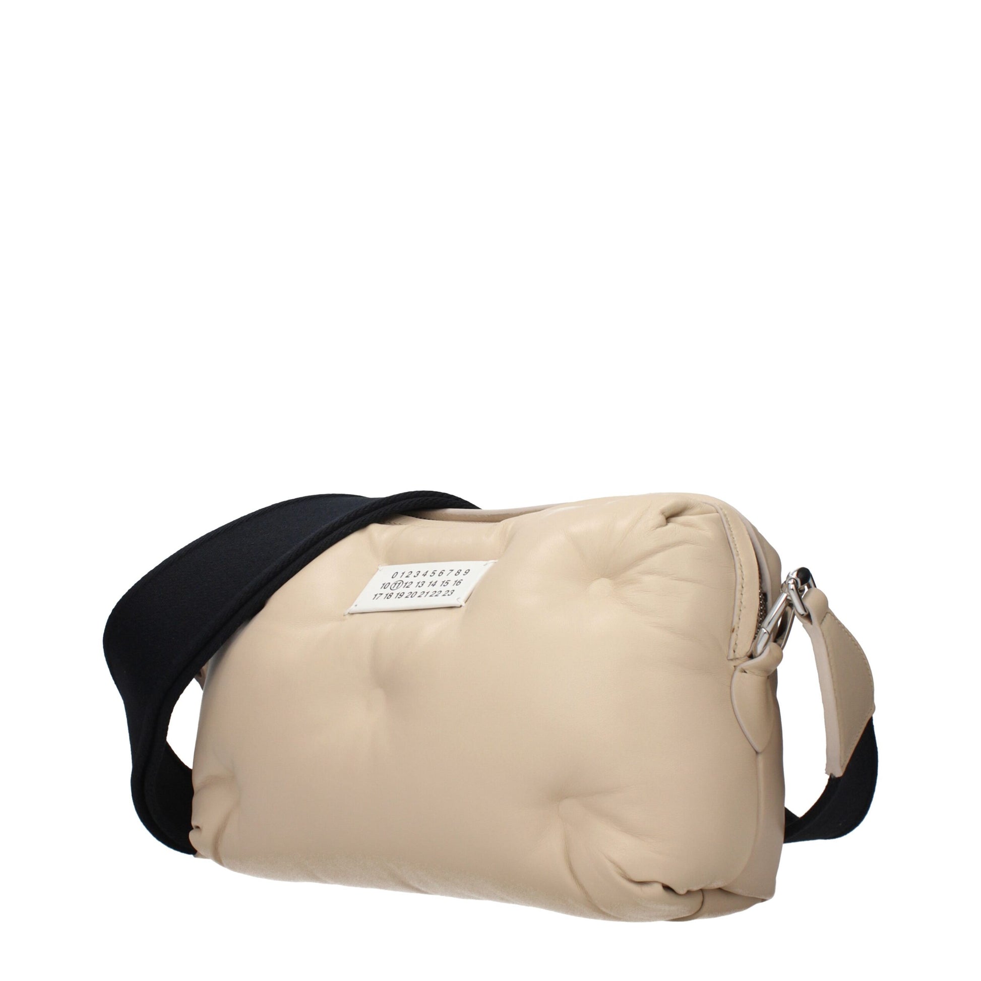 Clutch Handbag by Maison Margiela for women in leather beige features a sculptural silhouette with a secure , organized , and versatile adjustable-strap for a sculptural finish.
