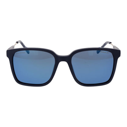 Sunglasses by Reebok for men in plastic blue features an lustrous full-rim square frame design with blue coloured frame detailing and polarized mirrored category-3-dark-tint lens for a lustrous aesthetic.