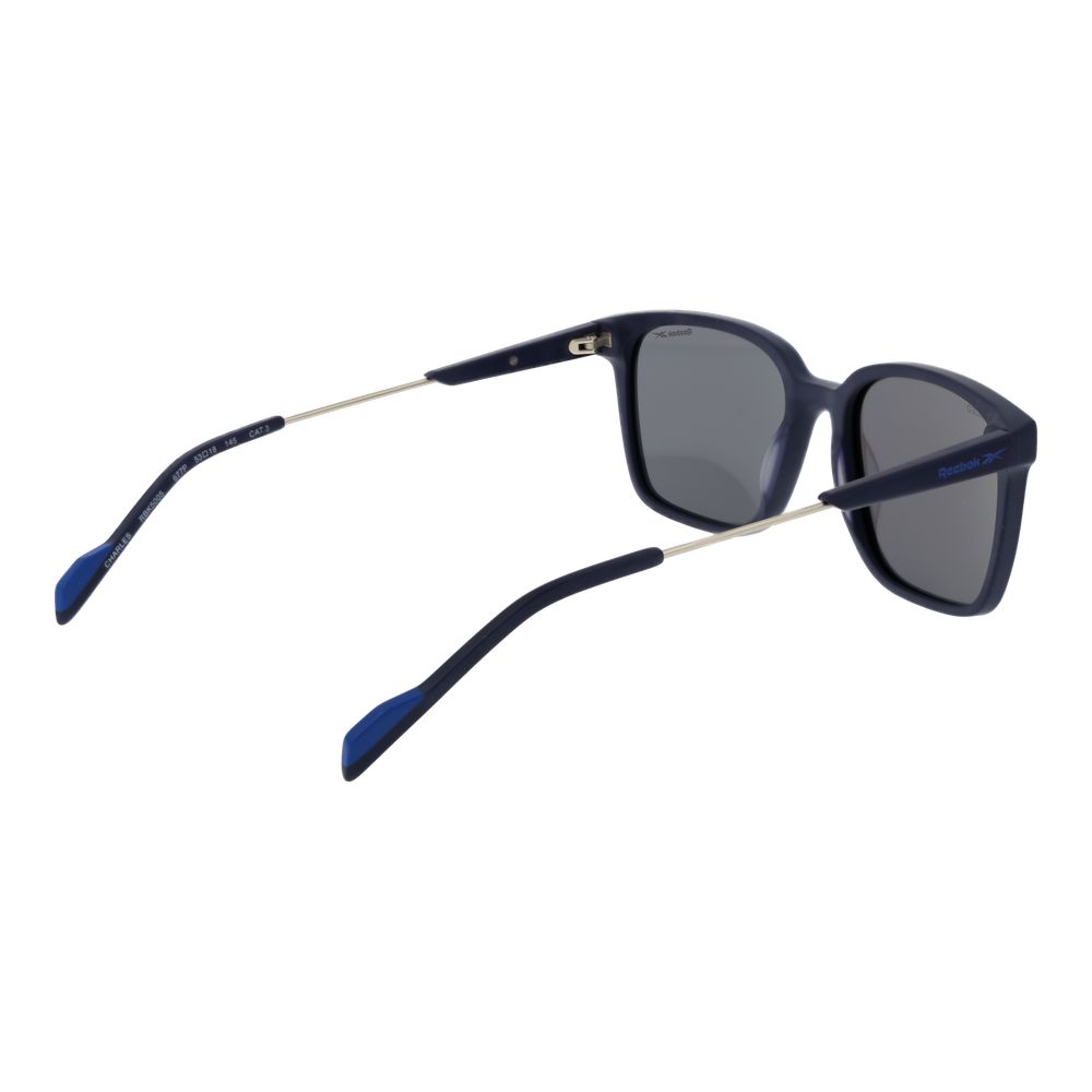 This Sunglasses by Reebok for men in plastic blue presents a sumptuous silhouette, showcasing a sumptuous full-rim square frame design in blue coloured frame and high-performance polarized mirrored category-3-dark-tint lens.