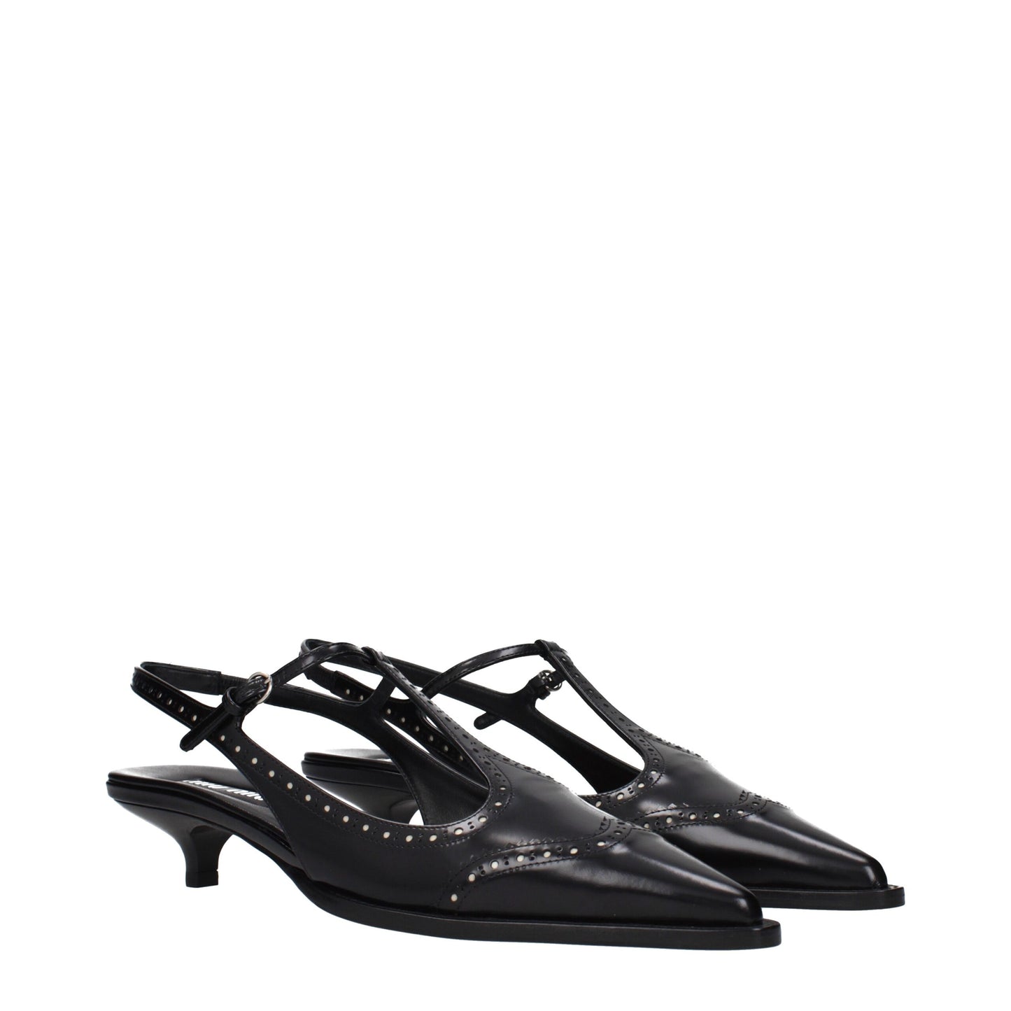 Mid-Heel Sandals Pumps Heels by Miu Miu for women in leather black features a effortless chic silhouette, showcasing the Women's Leather Mid-Heel Sandals Pumps Heels design with a effortless chic mid-heel and for a effortless chic finish.