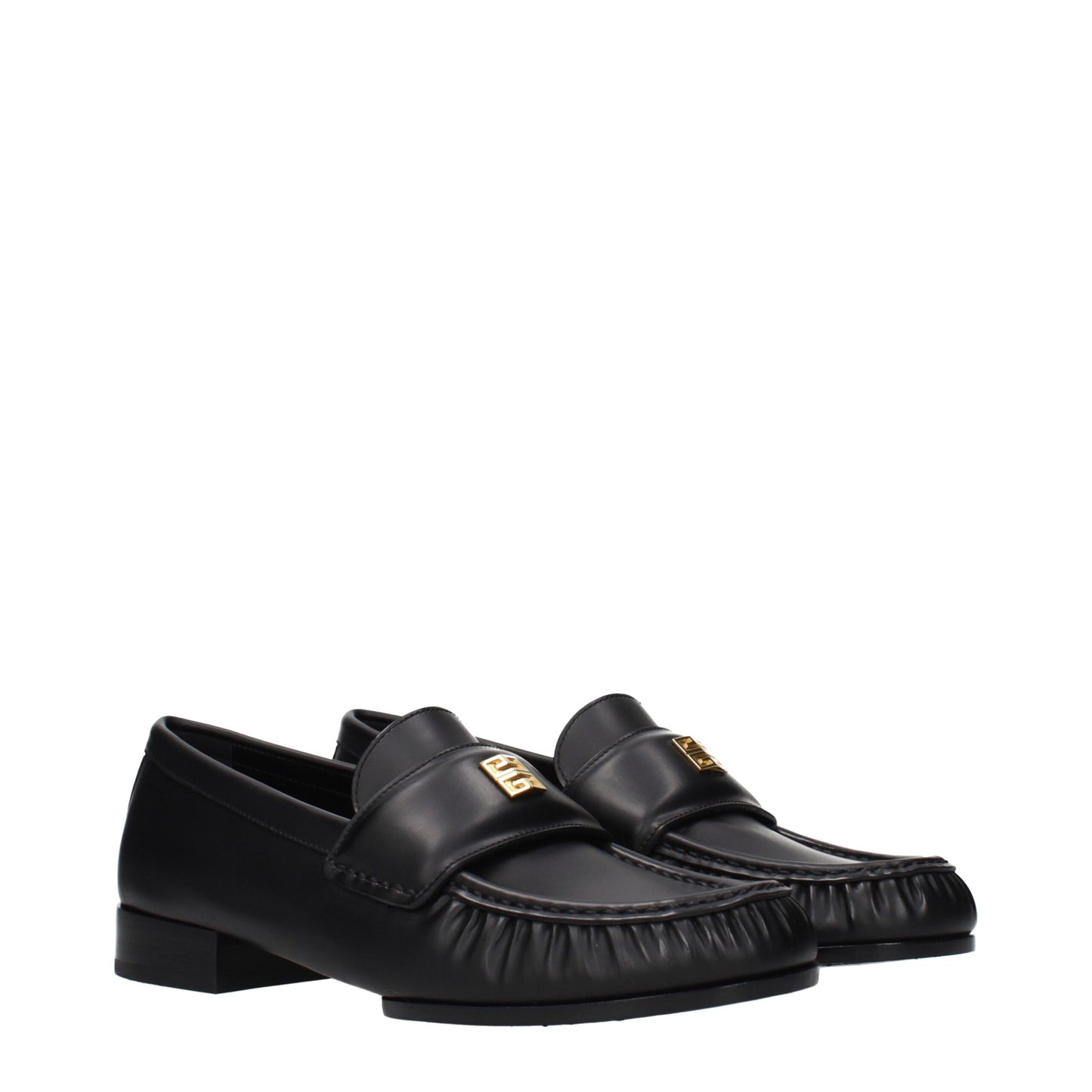 Flat Loafer Slip-On Shoes by Givenchy for women in leather black features an effortless chic silhouette, showcasing the Women's Leather Flat Loafer Slip-On Shoes design with an effortless chic flat and a for a effortless chic look.
