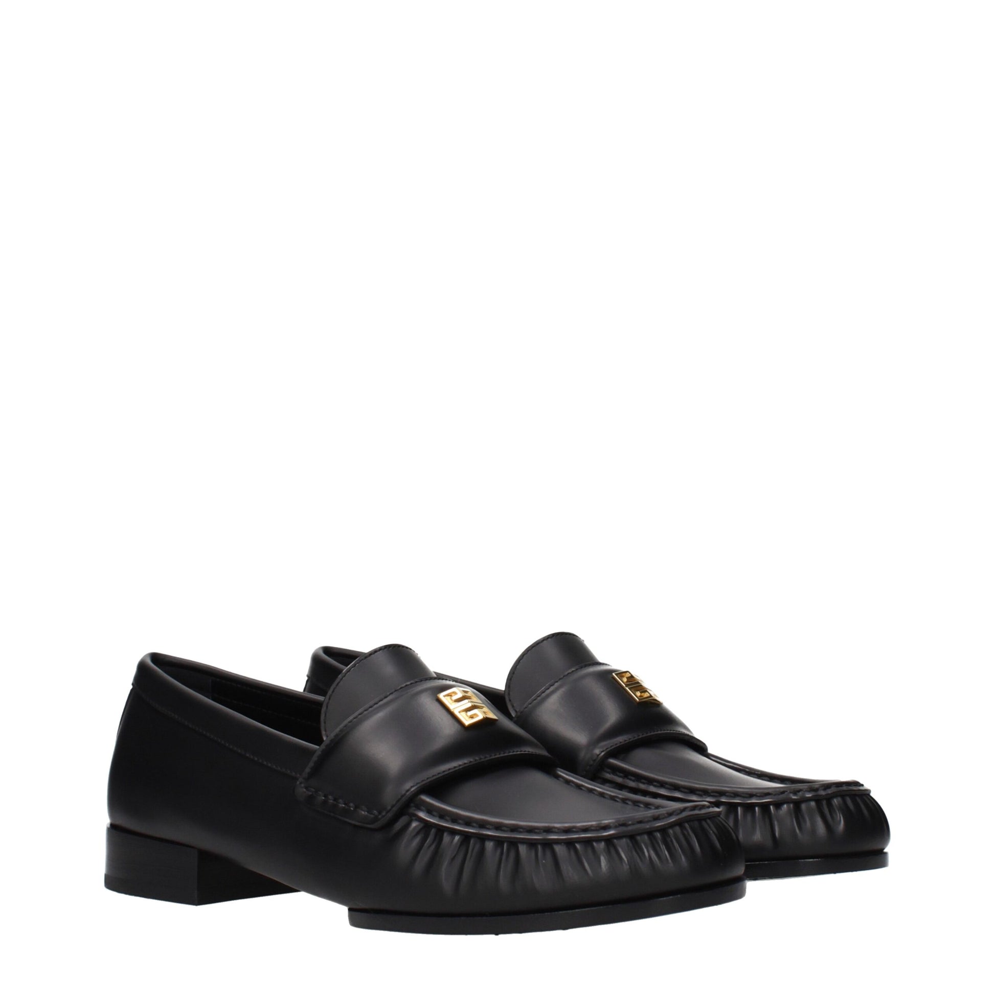 Flat Loafer Slip-On Shoes by Givenchy for women in leather black features an effortless chic silhouette, showcasing the Women's Leather Flat Loafer Slip-On Shoes design with an effortless chic flat and a for a effortless chic look.