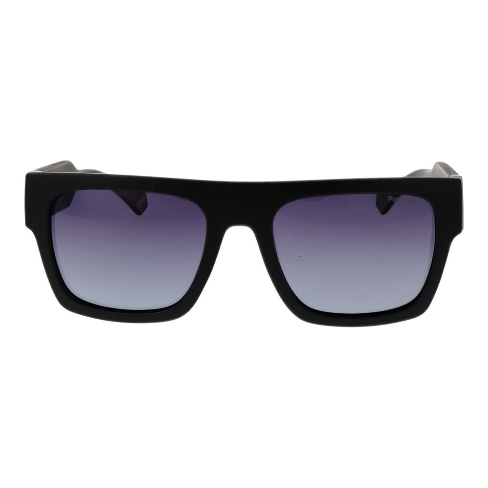 Sunglasses by Polaroid for unisex in plastic black features an ethereal full-rim square frame design with black coloured frame frames and gradient category-3-dark-tint lens for a ethereal finish.
