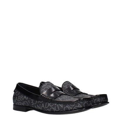 Dolce & Gabbana Men's Fabric Loafer Slip-On Shoes - Black