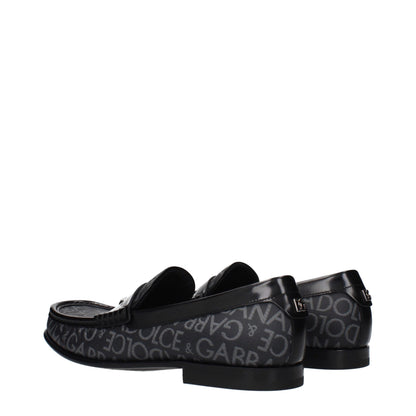 Dolce & Gabbana Men's Fabric Loafer Slip-On Shoes - Black