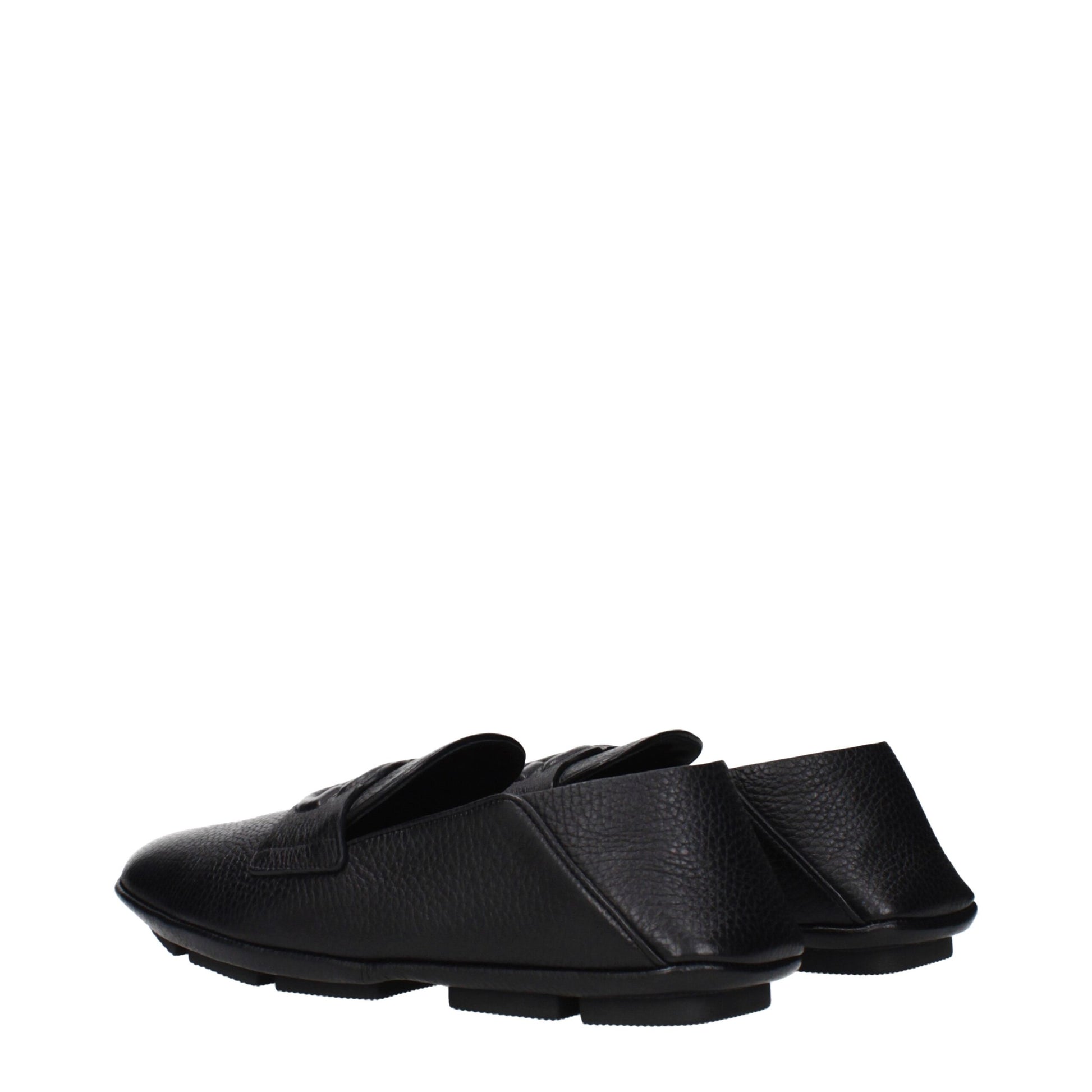 Loafer Slip-On Shoes by Dolce & Gabbana for men in leather black features an effortless chic silhouette, showcasing the Men's Leather Loafer Slip-On Shoes design with an effortless chic and a for a effortless chic look.