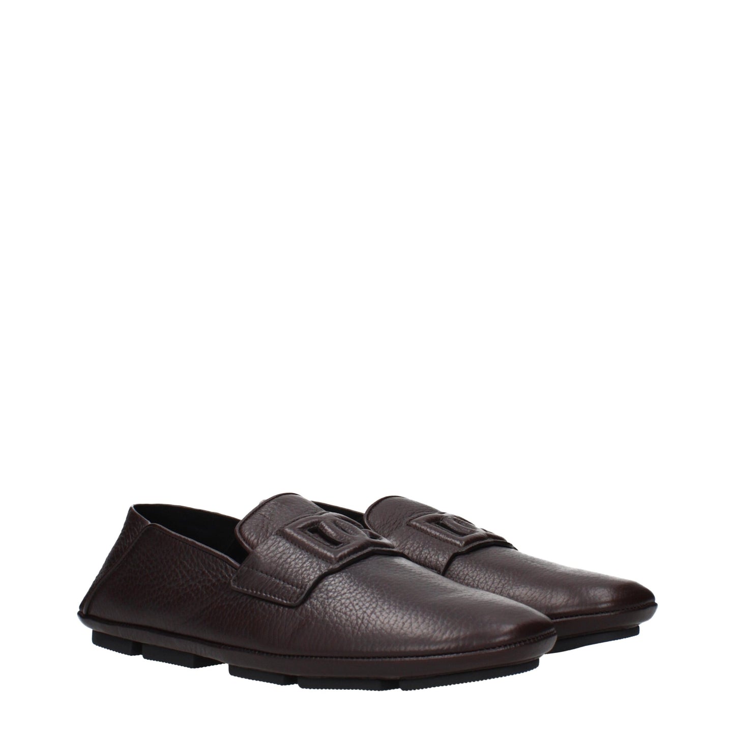Loafer Slip-On Shoes by Dolce & Gabbana for men in leather brown features an effortless chic silhouette, showcasing the Men's Leather Loafer Slip-On Shoes design with an effortless chic and a for a effortless chic look.